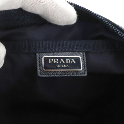 Prada Pouch Nylon Saffiano Leather Navy Silver — view 6