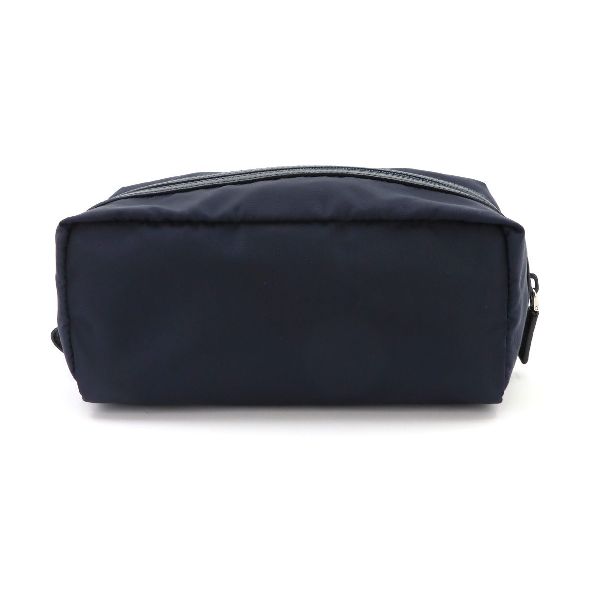 Prada Pouch Nylon Saffiano Leather Navy Silver — view 2
