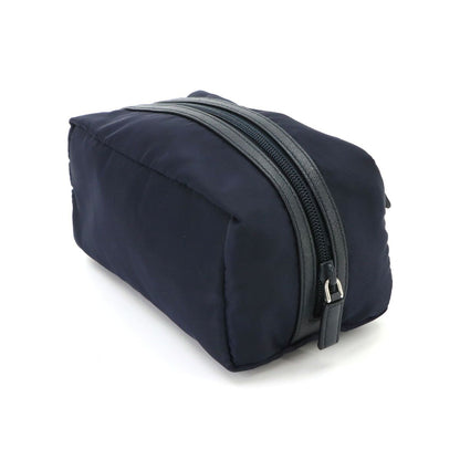 Prada Pouch Nylon Saffiano Leather Navy Silver — view 3