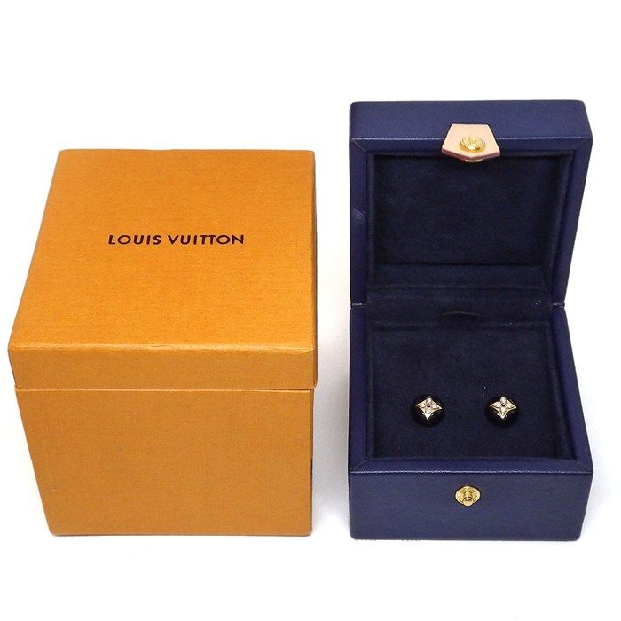 Louis Vuitton Earrings B Blossom Monogram Star Onyx Point Diamond 18k Yellow — view 6