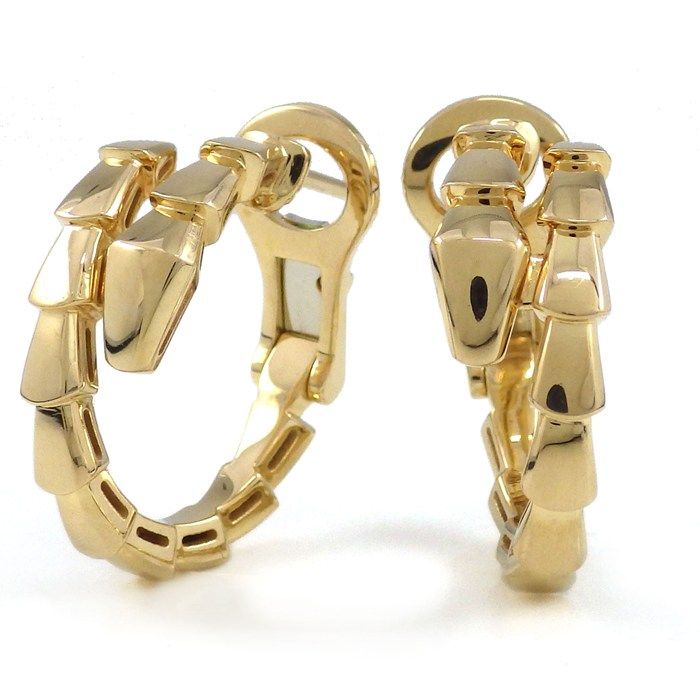 Bvlgari Earrings Serpenti Viper Hoop Snake Motif 18k Yellow Gold