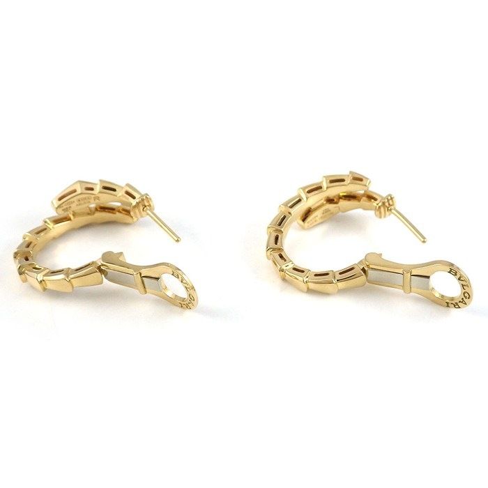 Bvlgari Earrings Serpenti Viper Hoop Snake Motif 18k Yellow Gold — view 2