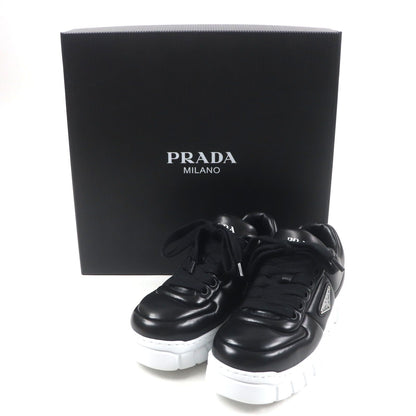 Prada Triangle Logo Plate Padded Nappa Leather Sneakers Black — view 2