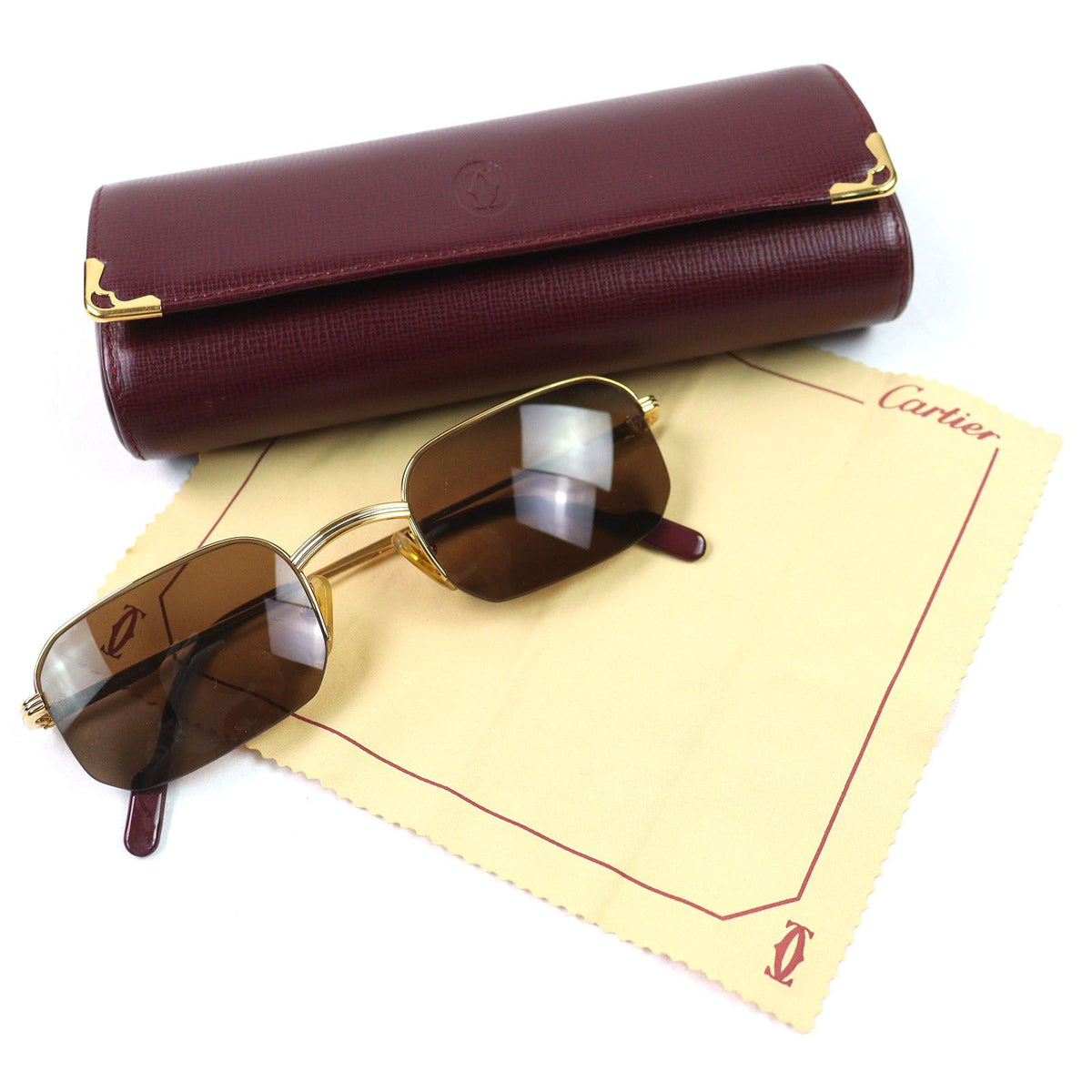 Cartier Trinity Half Rim Sunglasses Eyewear Gold Bordeaux Demo Lens — view 2