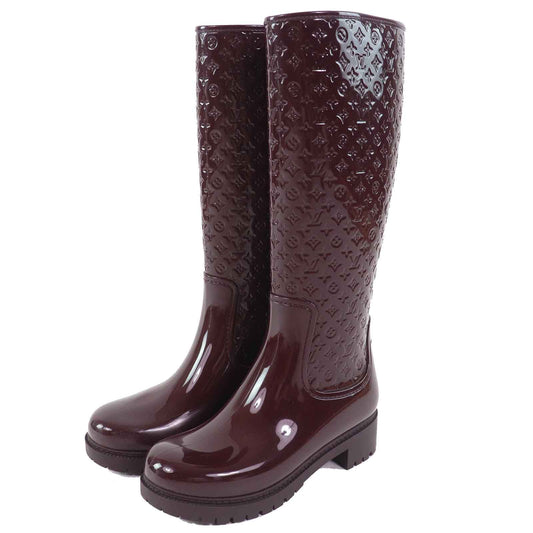 Louis Vuitton Splash Line Monogram Long Rain Boots Rubber Bordeaux