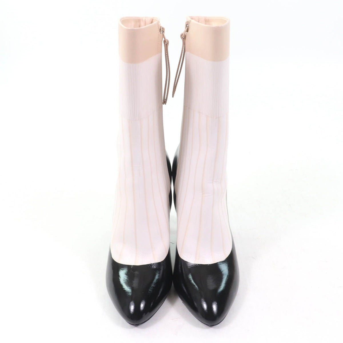 Louis Vuitton Illusion Line LV Logo Pointed Toe Leather Ankle Boots Black White — view 3