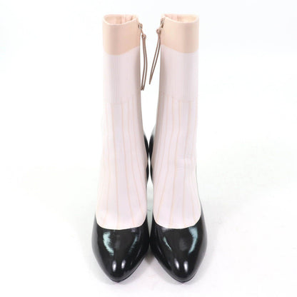 Louis Vuitton Illusion Line LV Logo Pointed Toe Leather Ankle Boots Black White — view 3