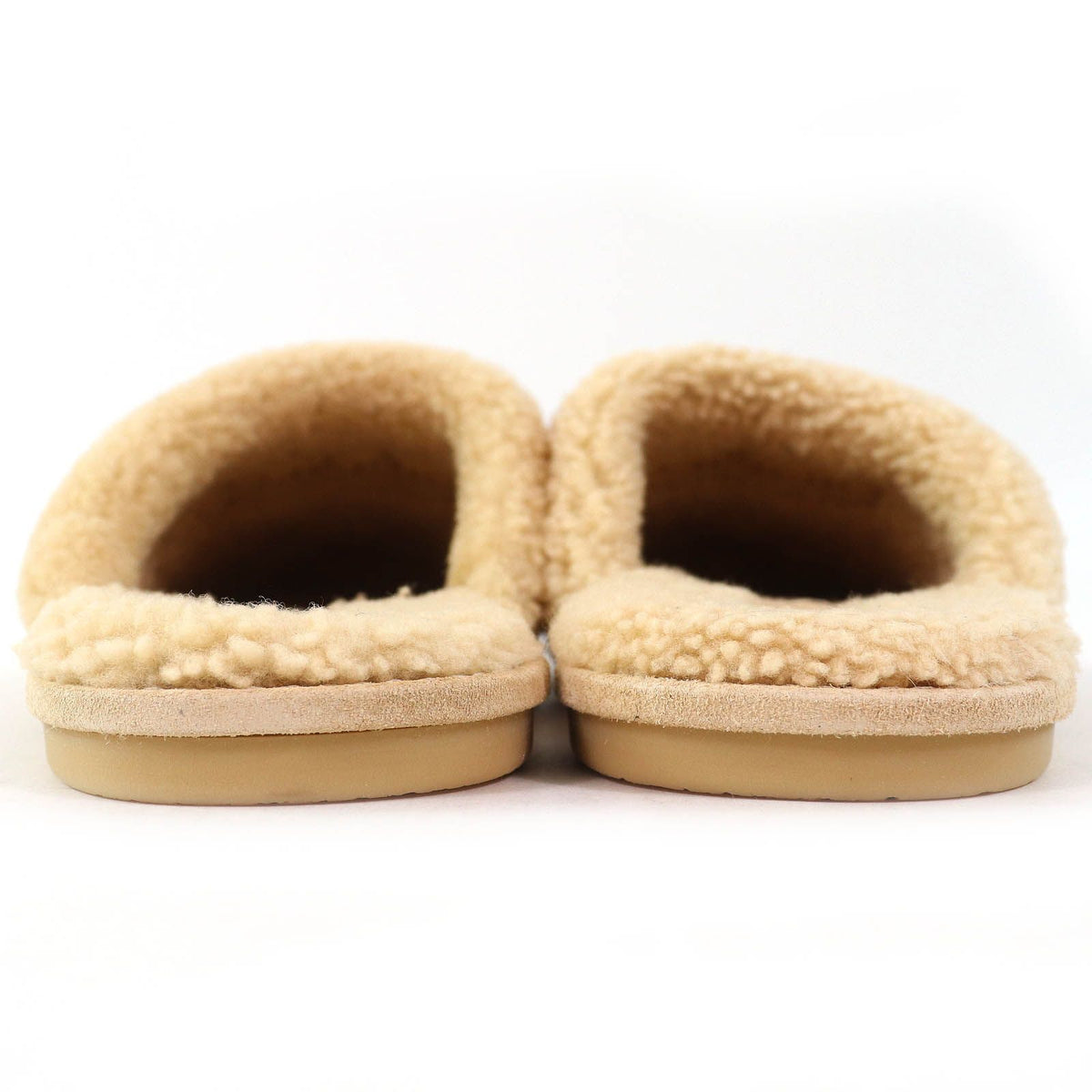 Chanel CC Logo Quilted Fleece Slippers Room Shoes Mules Beige — view 5