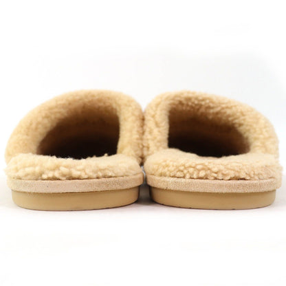Chanel CC Logo Quilted Fleece Slippers Room Shoes Mules Beige — view 5