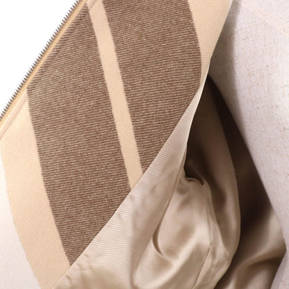 Hermes Wool Silk Blend Zip Raglan Sleeve Mosaic Coat Beige Brown 36 — view 5
