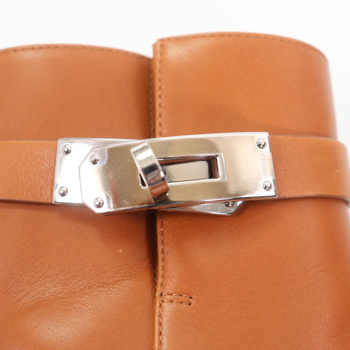 Hermes Saint Germain Silver Kelly Leather Short Boots Brown — view 8