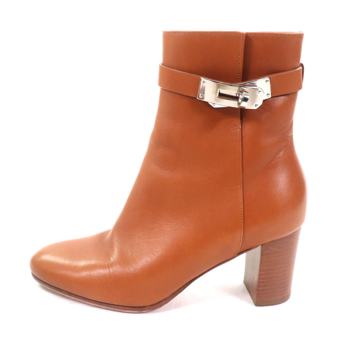 Hermes Saint Germain Silver Kelly Leather Short Boots Brown — view 4