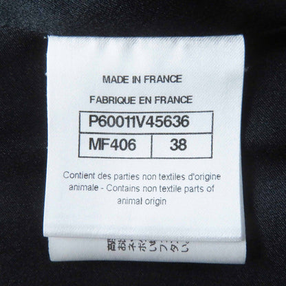 Chanel Part Lining Silk 100% Coco Buttons All Over Print Shawl Color Coat Black — view 8