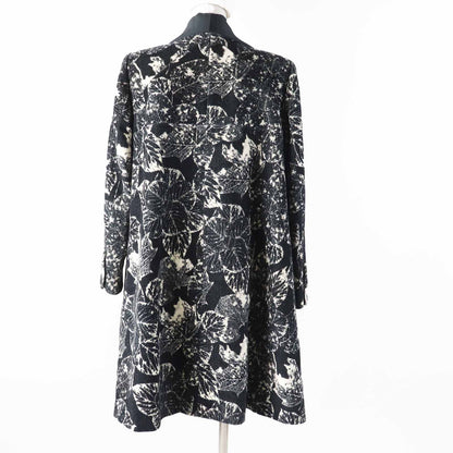 Chanel Part Lining Silk 100% Coco Buttons All Over Print Shawl Color Coat Black — view 4