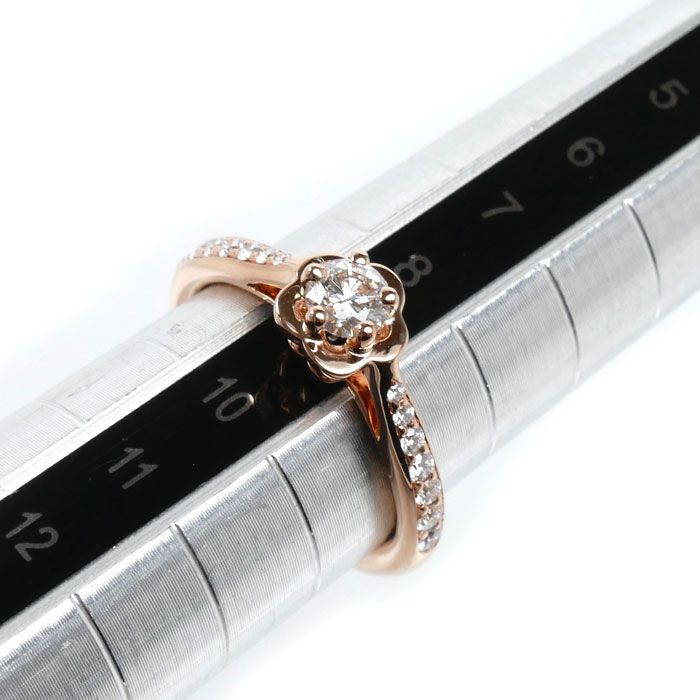 Chanel 18K Pink Gold Camellia Diamond Ring