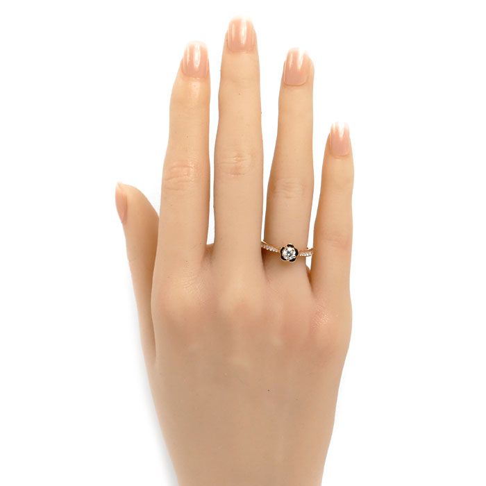 Chanel 18K Pink Gold Camellia Diamond Ring — view 7