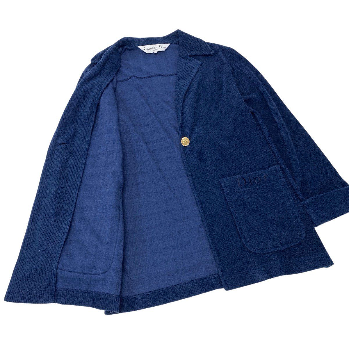 Dior Sport Chesterfield Rib Pile CD Logo Gold Button Navy M — view 4