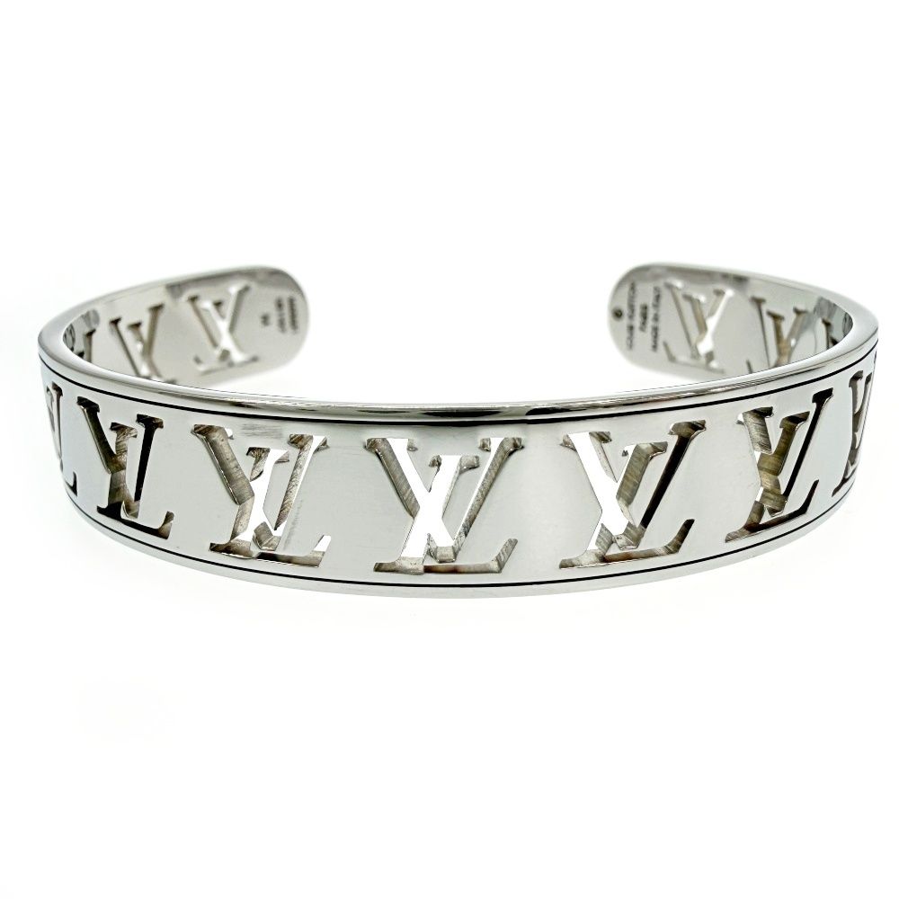 Louis Vuitton Metal Jonck Multi LV Open Bangle Silver Bracelet