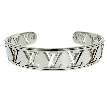 Louis Vuitton Metal Jonck Multi LV Open Bangle Silver Bracelet