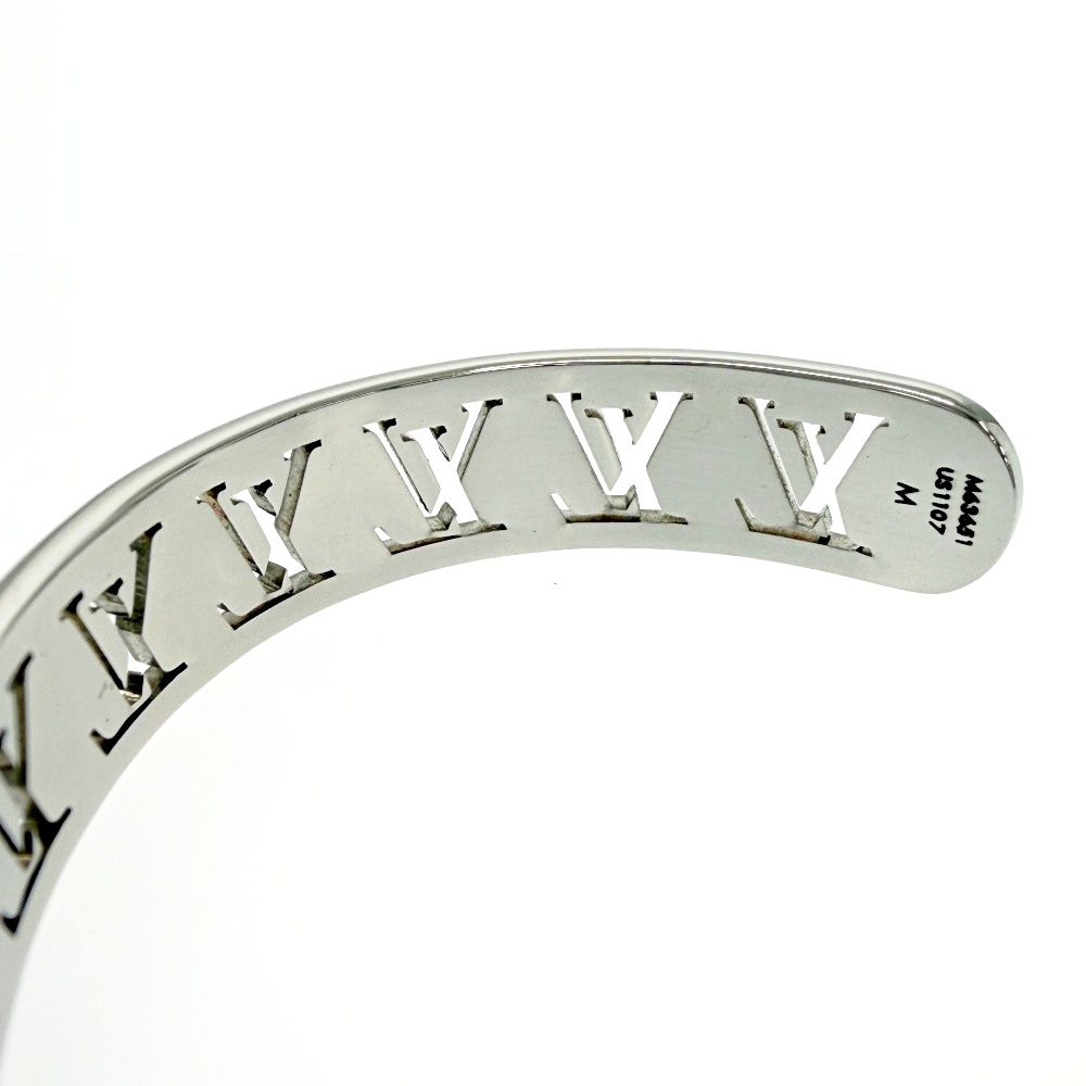Louis Vuitton Metal Jonck Multi LV Open Bangle Silver Bracelet — view 7