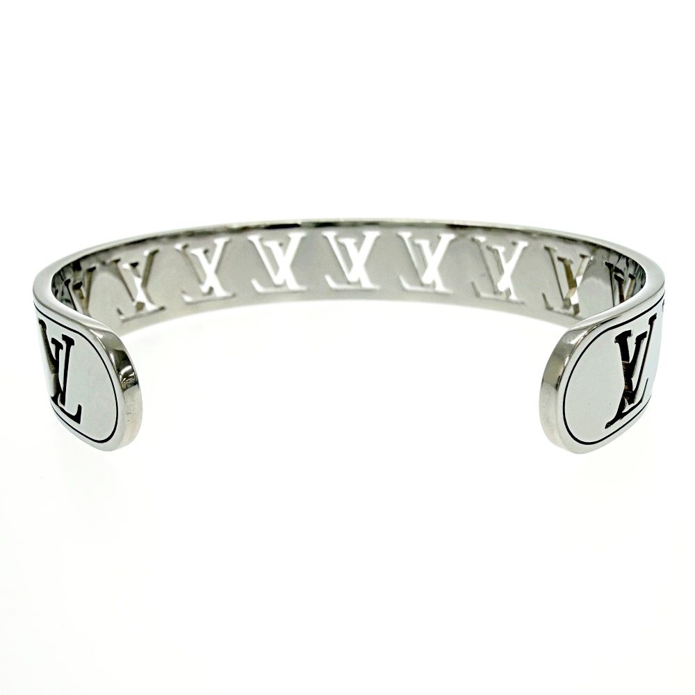 Louis Vuitton Metal Jonck Multi LV Open Bangle Silver Bracelet — view 4