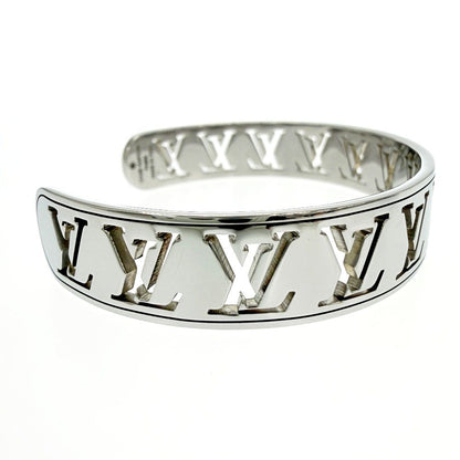 Louis Vuitton Metal Jonck Multi LV Open Bangle Silver Bracelet — view 3