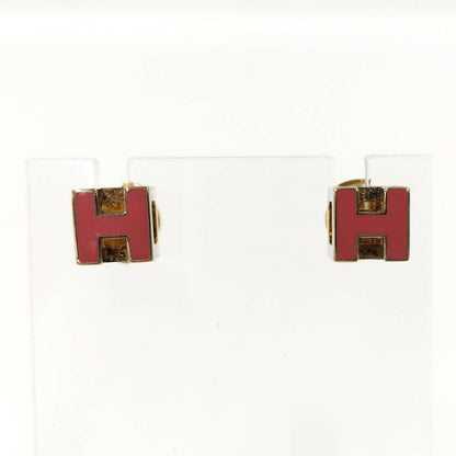 Hermes Cage de Ash H Cube Earrings Plated Gold Pink — view 8