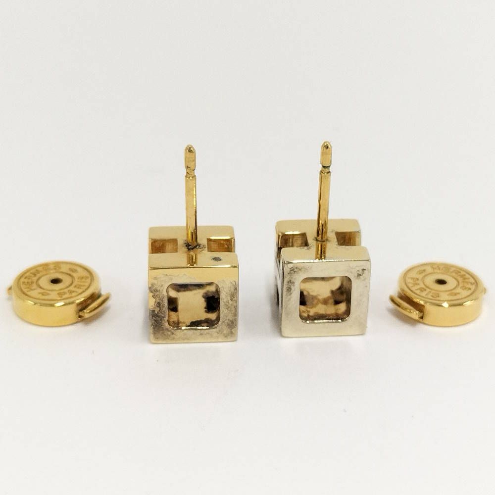 Hermes Cage de Ash H Cube Earrings Plated Gold Pink — view 7
