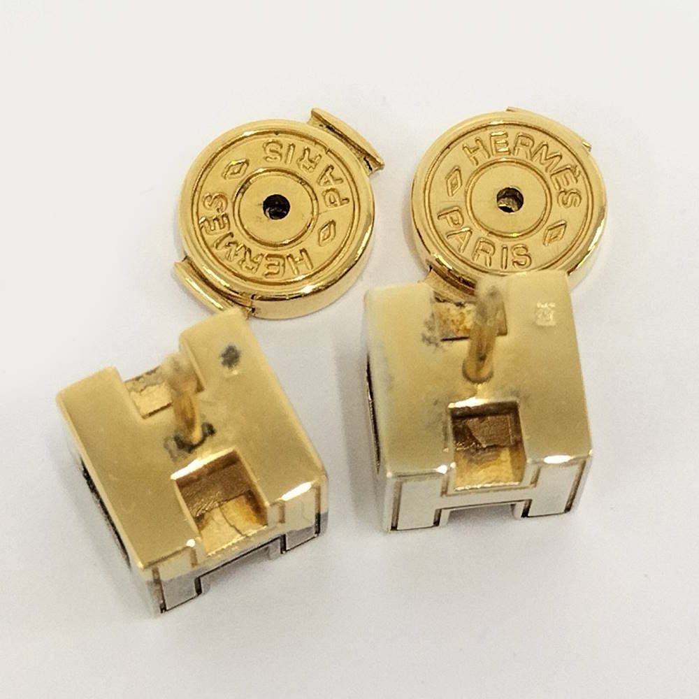 Hermes Cage de Ash H Cube Earrings Plated Gold Pink — view 6