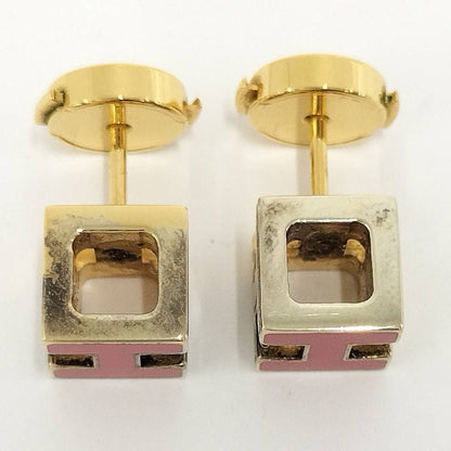 Hermes Cage de Ash H Cube Earrings Plated Gold Pink — view 4