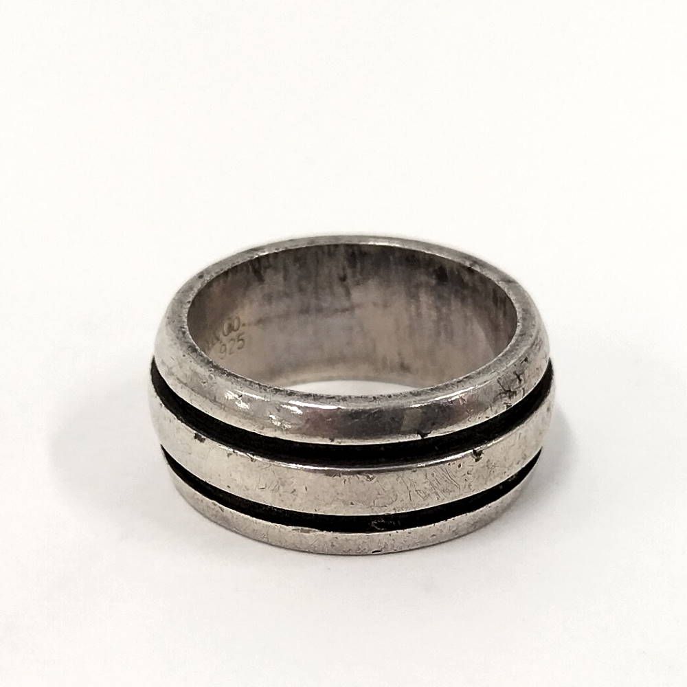 Tiffany & Co Grooved Double Line Ring Silver