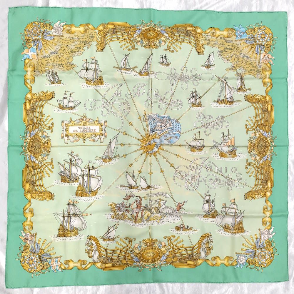 Hermes Carre 90 Sailing Ship of Light Voiles de Lumiere Scarf