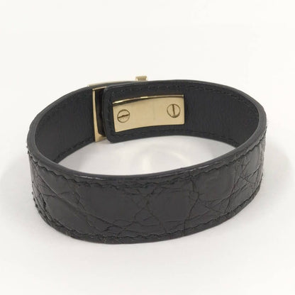Gucci Bangle Leather Black Gold Bracelet — view 2