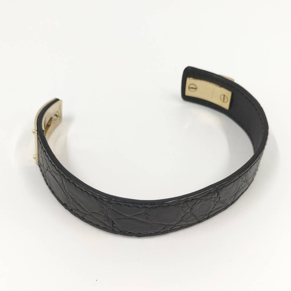 Gucci Bangle Leather Black Gold Bracelet — view 6