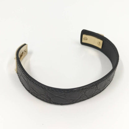 Gucci Bangle Leather Black Gold Bracelet — view 6