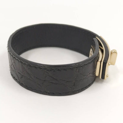 Gucci Bangle Leather Black Gold Bracelet — view 3