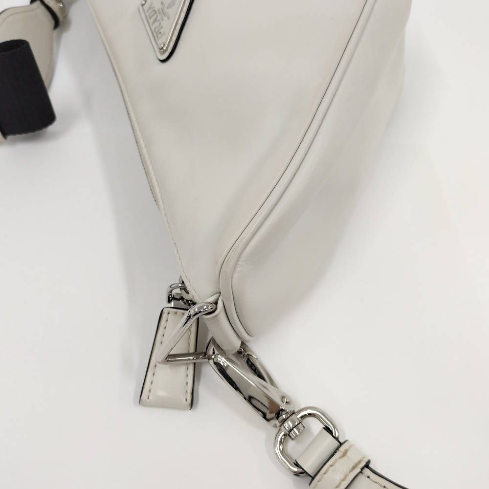 Prada Triangle Shoulder Bag Nylon Ivory — view 4