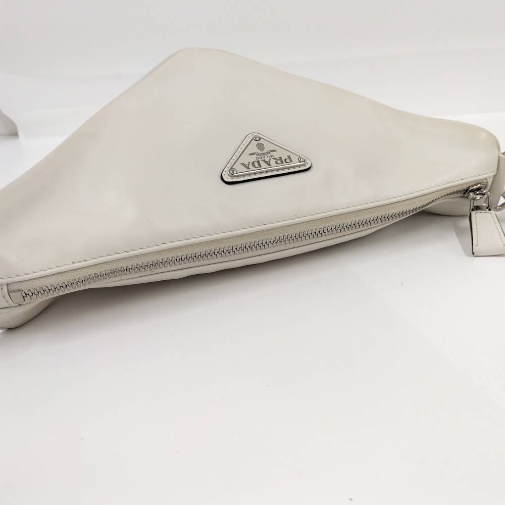 Prada Triangle Shoulder Bag Nylon Ivory — view 5