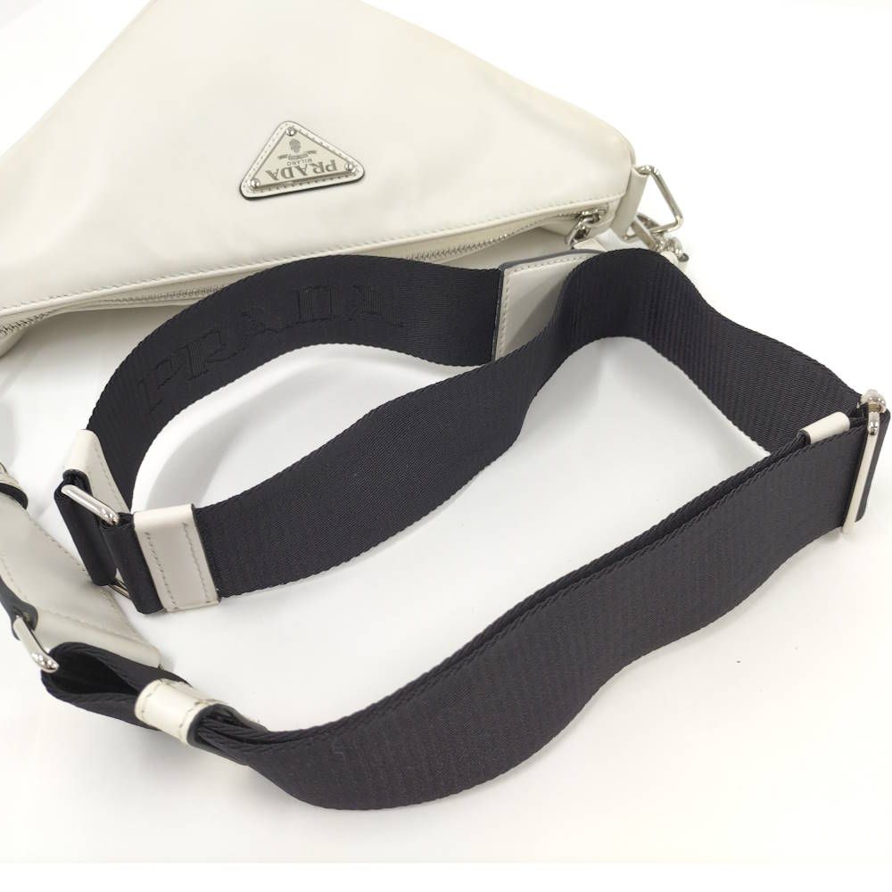 Prada Triangle Shoulder Bag Nylon Ivory — view 7