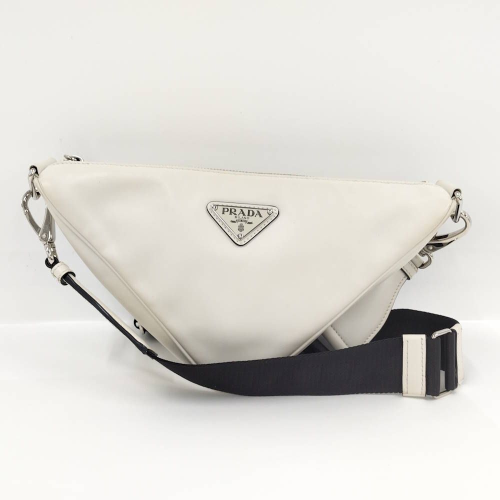 Prada Triangle Shoulder Bag Nylon Ivory