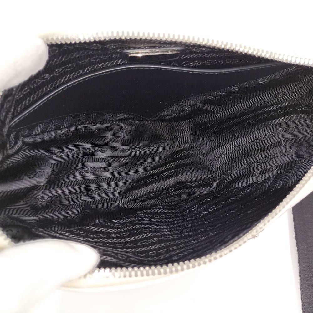 Prada Triangle Shoulder Bag Nylon Ivory — view 8