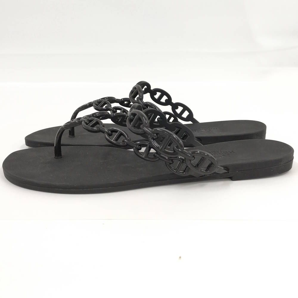 Hermes Chaine D'ancre Island Black Sandals — view 3
