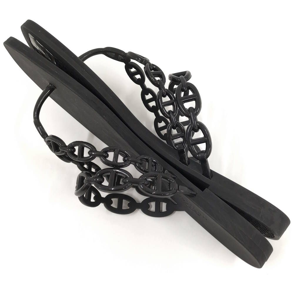 Hermes Chaine D'ancre Island Black Sandals — view 6