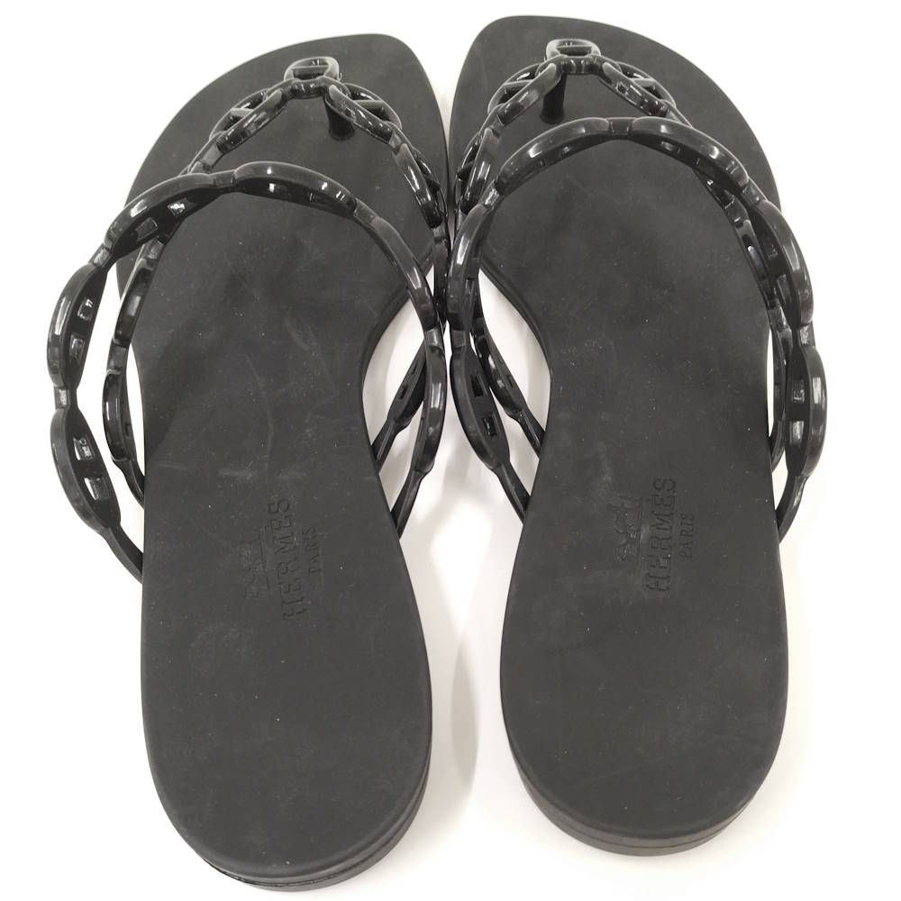 Hermes Chaine D'ancre Island Black Sandals — view 7