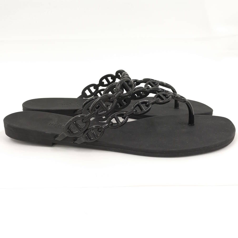 Hermes Chaine D'ancre Island Black Sandals — view 2