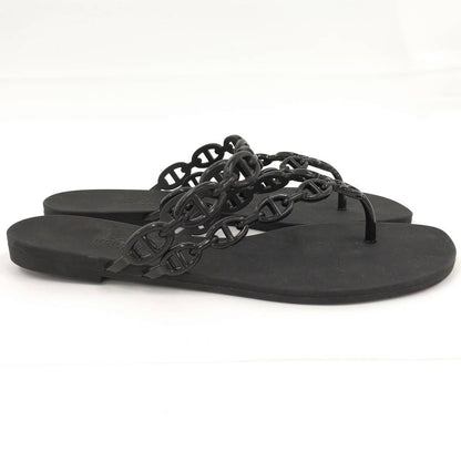 Hermes Chaine D'ancre Island Black Sandals — view 2