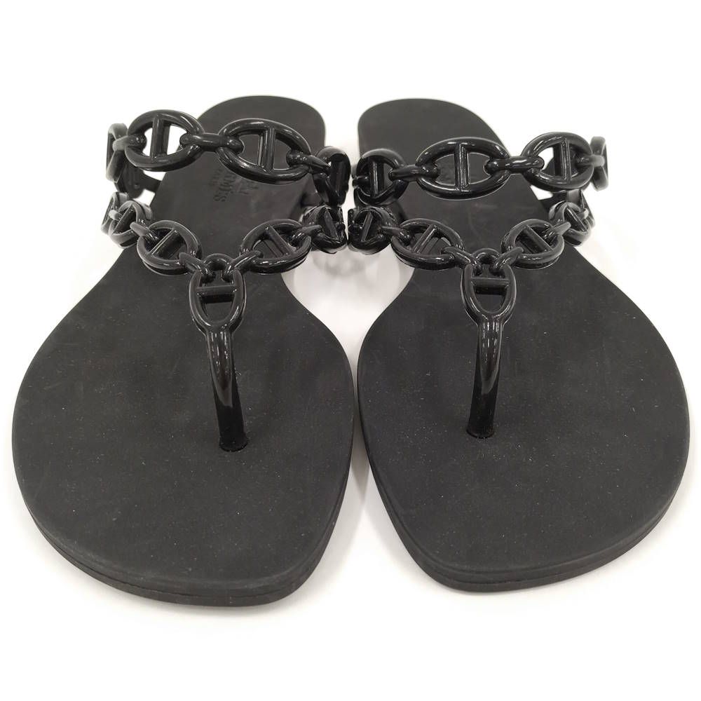 Hermes Chaine D'ancre Island Black Sandals — view 4