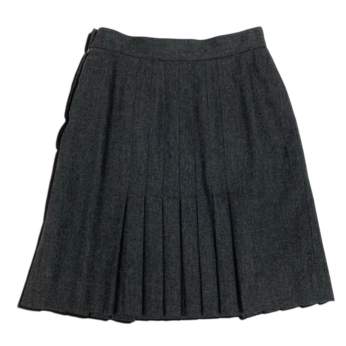 Chanel Pleated Skirt Mini 38 Gray Wool — view 3