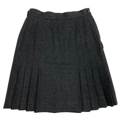 Chanel Pleated Skirt Mini 38 Gray Wool — view 2