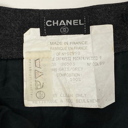 Chanel Pleated Skirt Mini 38 Gray Wool — view 8